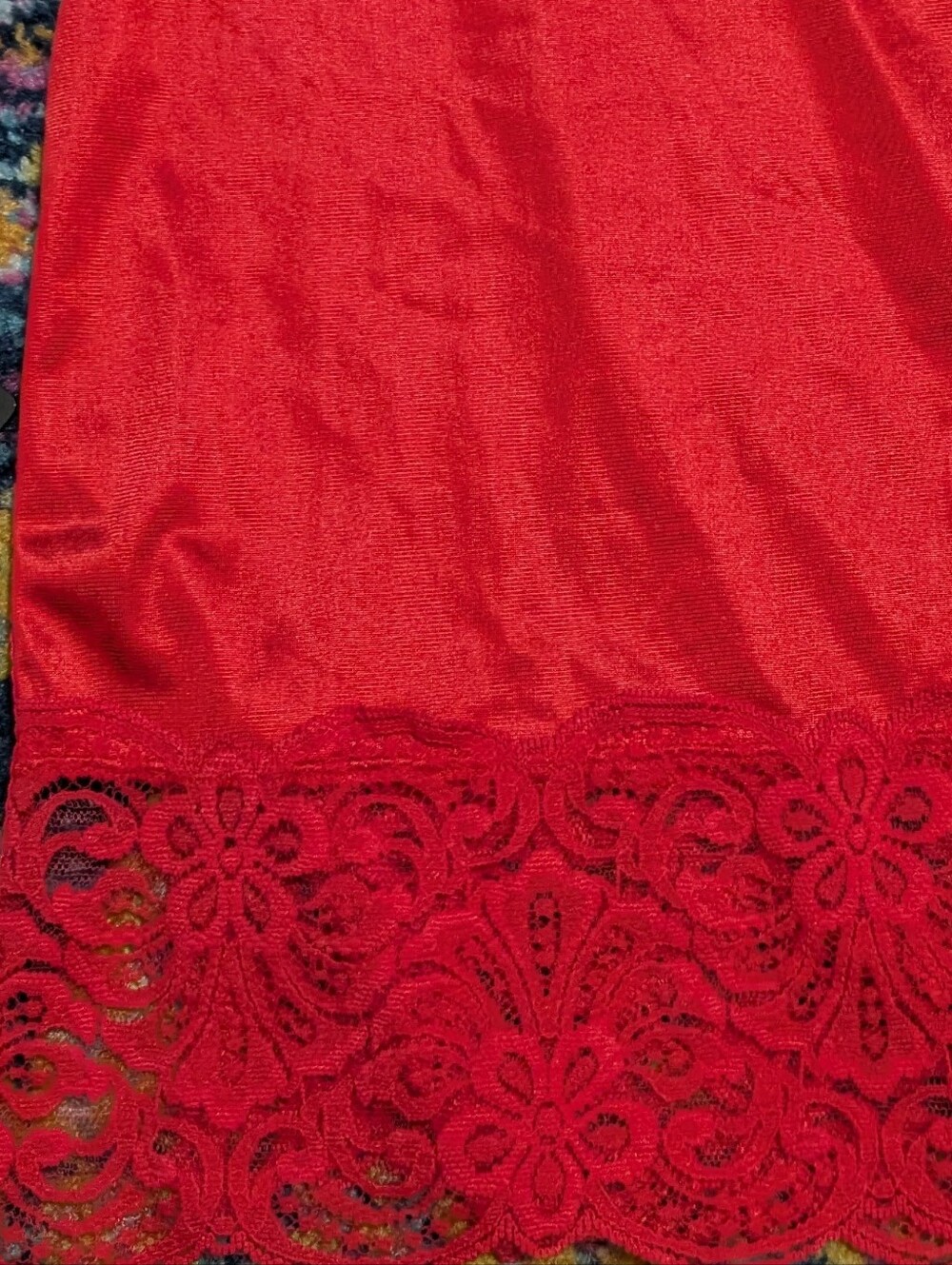 Vintage Red Black Bow Rosette Lace-Hem Half Slip Women’s Intimates Retro Pin Up